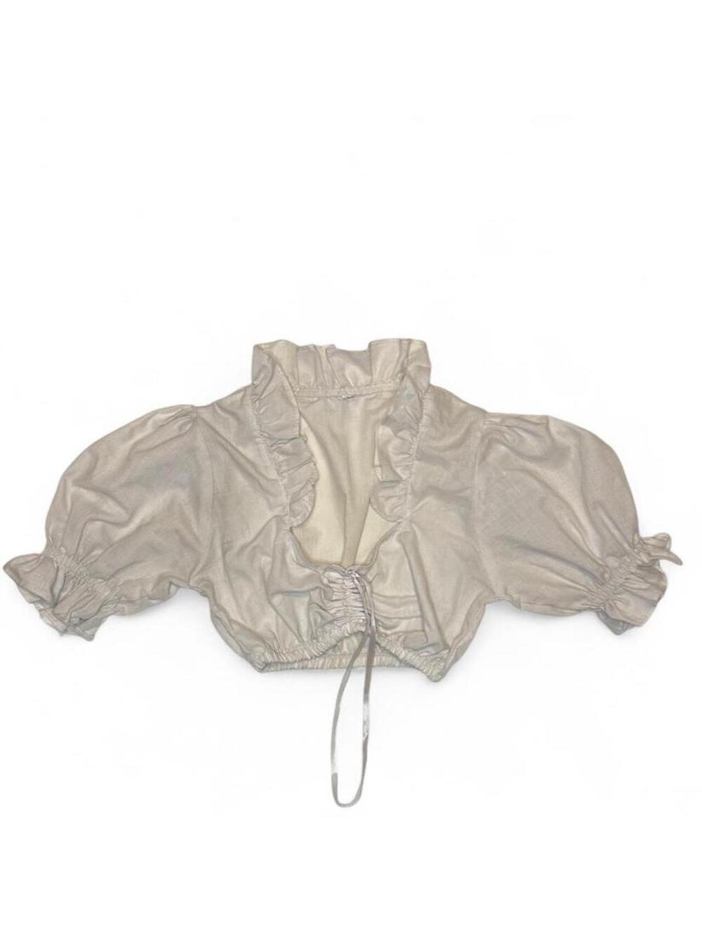 Oktoberkfest Traditional Ruffle Collar Puff Sleeve Drindl Blouse Size EU36